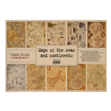 Набір одностороннього крафт-паперу для скрапбукінгу Maps of the seas and continents 42x29,7 см, 10 аркушів, Фабрика декору