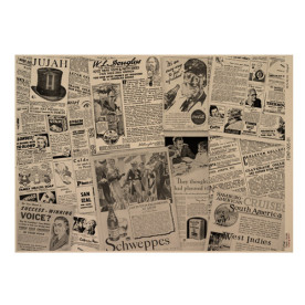 Лист односторонней крафт-бумаги Newspaper advertisement 01, 42x29,7 см, Фабрика декору