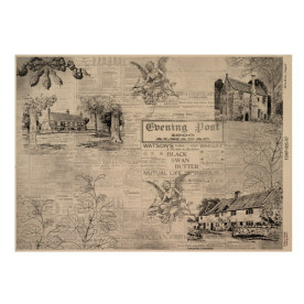 Лист односторонней крафт-бумаги Newspaper advertisement 10, 42x29,7 см, Фабрика декору