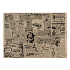 Лист односторонней крафт-бумаги Newspaper advertisement 02, 42x29,7 см, Фабрика декору