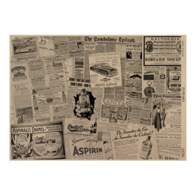 Лист односторонней крафт-бумаги Newspaper advertisement 02, 42x29,7 см, Фабрика декору