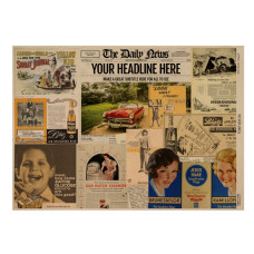 Лист односторонней крафт-бумаги Newspaper advertisement 04, 42x29,7 см, Фабрика декору