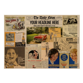 Лист односторонней крафт-бумаги Newspaper advertisement 04, 42x29,7 см, Фабрика декору
