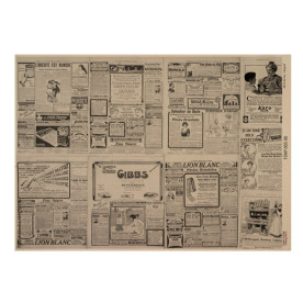 Лист односторонней крафт-бумаги Newspaper advertisement 06, 42x29,7 см, Фабрика декору
