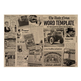 Лист односторонней крафт-бумаги Newspaper advertisement 09, 42x29,7 см, Фабрика декору