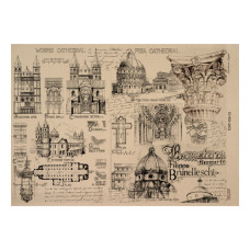 Лист крафт бумаги с рисунком History and architecture #03, 42x29,7 см, Фабрика Декора