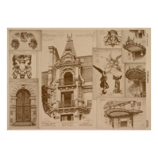 Лист крафт бумаги с рисунком History and architecture #05, 42x29,7 см, Фабрика Декора
