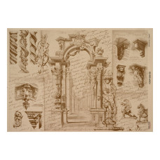 Лист крафт бумаги с рисунком History and architecture #08, 42x29,7 см, Фабрика Декора