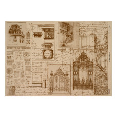 Лист крафт бумаги с рисунком History and architecture #10, 42x29,7 см, Фабрика Декора