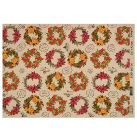 Лист крафт бумаги с рисунком Merry Christmas #09, 42x29,7 см, Фабрика Декора