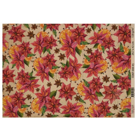 Лист крафт бумаги с рисунком Vintage Christmas #05, 42x29,7 см, Фабрика Декора