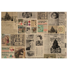 Лист крафт бумаги с рисунком Vintage Christmas #06, 42x29,7 см, Фабрика Декора