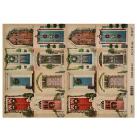 Лист крафт бумаги с рисунком Vintage Christmas #07, 42x29,7 см, Фабрика Декора