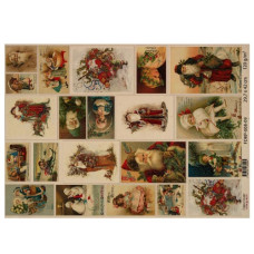 Лист крафт бумаги с рисунком Vintage Christmas #09, 42x29,7 см, Фабрика Декора
