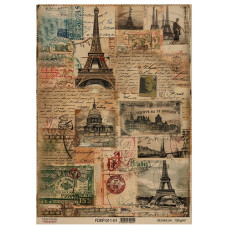 Лист крафт бумаги с рисунком Vintage Europe 01, 42x29,7 см, Фабрика Декора