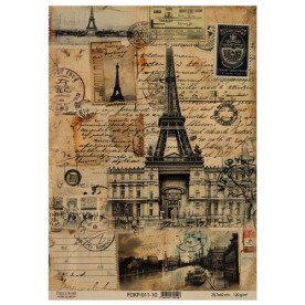 Лист крафт бумаги с рисунком Vintage Europe 10, 42x29,7 см, Фабрика Декора