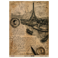 Лист крафт бумаги с рисунком Vintage Europe 02, 42x29,7 см, Фабрика Декора
