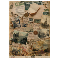 Лист крафт бумаги с рисунком Vintage Europe 03, 42x29,7 см, Фабрика Декора