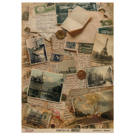 Аркуш крафт паперу з малюнком Vintage Europe 03, 42x29,7 см, Фабрика Декору