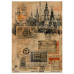 Набор крафт бумаги с рисунком Vintage Europe 10 листов, 42x29,7 см, Фабрика Декора