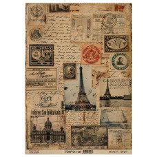 Лист крафт бумаги с рисунком Vintage Europe 08, 42x29,7 см, Фабрика Декора