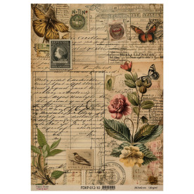 Лист крафт бумаги с рисунком Naturalist Notes 10, 42x29,7 см, Фабрика Декора