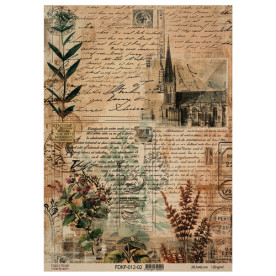 Лист крафт бумаги с рисунком Naturalist Notes 02, 42x29,7 см, Фабрика Декора
