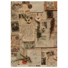 Лист крафт бумаги с рисунком Naturalist Notes 04, 42x29,7 см, Фабрика Декора
