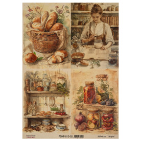 Аркуш крафт паперу з малюнком Cooking delights 02, 42x29,7 см, Фабрика Декору