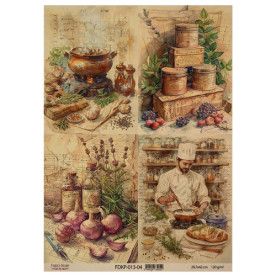 Лист крафт бумаги с рисунком Cooking delights 04, 42x29,7 см, Фабрика Декора