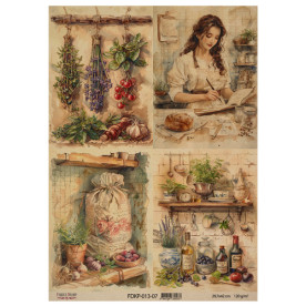 Лист крафт бумаги с рисунком Cooking delights 07, 42x29,7 см, Фабрика Декора