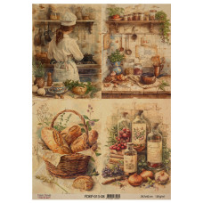Аркуш крафт паперу з малюнком Cooking delights 08, 42x29,7 см, Фабрика Декору