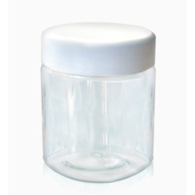 Баночка 150мл прозрачная, с пластиковой крышкой белого цвета, Фабрика Декора