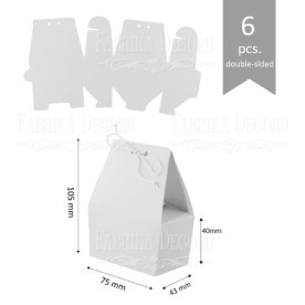 Набор картонных заготовок, Бонбоньерка сумочка, 105х75х43мм, белый, 6шт, Фабрика Декора
