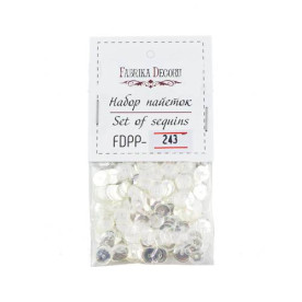 Набір паєток - 243, 6 гр, 7 мм, білий перламутр, Фабрика Декору