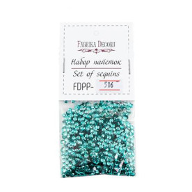 Набор пайеток - 506, 6 гр, 4 мм, бирюзовый, Фабрика Декора