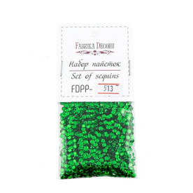 Набір паєток - 513, 6 гр, 4 мм, зелений, Фабрика Декору