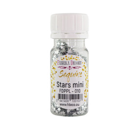 Пайетки Stars mini - 010, 20 гр, 30 мл, серебро, Фабрика Декора