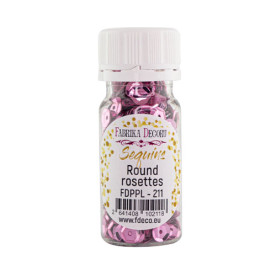 Пайетки Round rosettes - 211, 20 гр, 30 мл, темно-розовый, металлик, Фабрика Декора