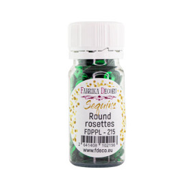 Паєтки Round rosettes - 215, 20 гр, 30 мл, зелений, металік, Фабрика Декору