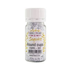 Паєтки Round cups - 301, 20 гр, 30 мл, білий, Фабрика Декору