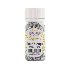 Паєтки Round cups - 305, 20 гр, 30 мл, срібло, металік, Фабрика Декору