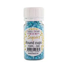 Паєтки Round cups - 308, 20 гр, 30 мл, блакитний, райдужний перламутр, Фабрика Декору