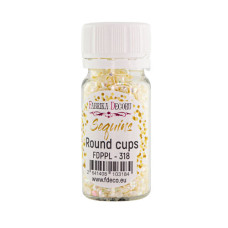 Паєтки Round cups - 318, 20 гр, 30 мл, кремовий, райдужний перламутр, Фабрика Декору