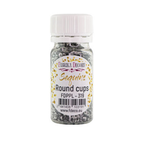 Паєтки Round cups - 319, 20 гр, 30 мл, срібло, Фабрика Декору