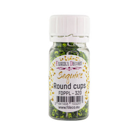 Паєтки Round cups - 320, 20 гр, 30 мл, трав'яний, металік, Фабрика Декору