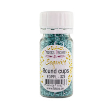 Пайетки Round cups - 327, 20 гр, 30 мл, бирюзовый, Фабрика Декора