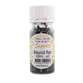 Пайетки Round flat - 401, 20 гр, 30 мл, черный, Фабрика Декора
