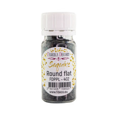 Паєтки Round flat - 402, 20 гр, 30 мл, чорний, веселковий перламутр, Фабрика Декору
