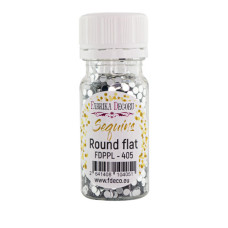 Паєтки Round flat - 405, 20 гр, 30 мл, срібло, Фабрика Декору